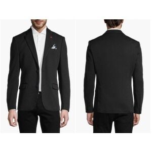 $348 NWT Soul of London Slim Fit Blazer Mens 44R Black 2 Button Floral Lining